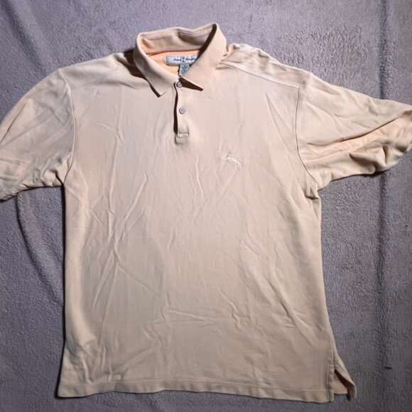 Tommy Bahama Men Medium‎ Golden 2 Button Short Sleeve Collar Golf Polo (L) - Picture 1 of 6